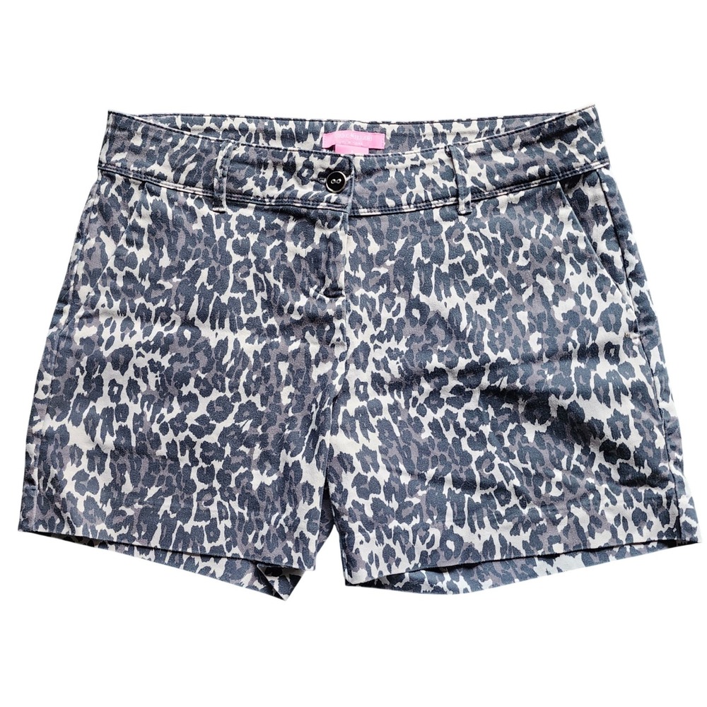 Isaac Mizrahi Mixed Grey Leopard Print Preppy Cotton Stretch Shorts‎ 8